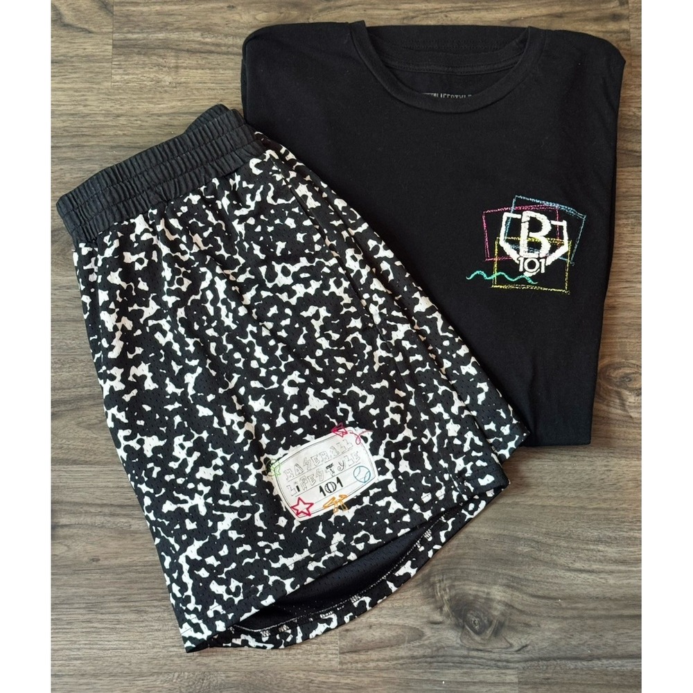 Baseball Lifestyle 101 Set Adult Shirt L Shorts M Black Composition Print Bundle